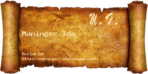 Maninger Ida névjegykártya